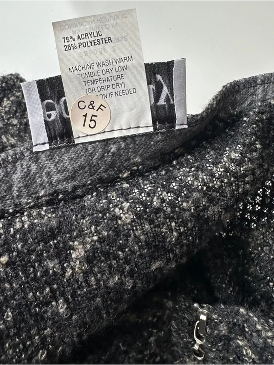 Vintage Eccobay Gray Marled Knit Zip Front Pocket Sweater Jacket Women’s Size XL - Picture 7 of 7